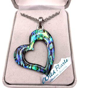 Storrs Wild Pearle Abalone Shell Heart Pendant Necklace VALENTINE’S DAY GIFT!!!